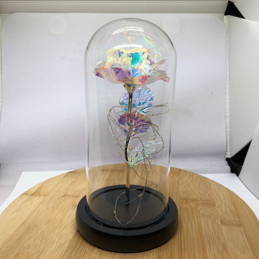 Valentine's Day Gifts for Her, Purple Rose in Glass Dome, Light up Forever Rose